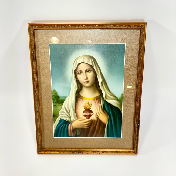 Immaculate Heart of Mary Framed Print/Painting??? 21”x17” Gold Tone Finish Frame - Picture 1 of 16